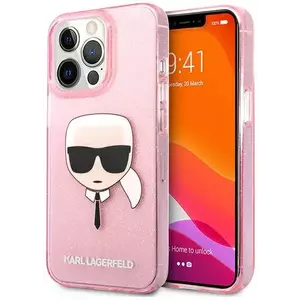 Tok Karl Lagerfeld KLHCP13XKHTUGLP iPhone 13 Pro Max 6, 7" pink hardcase Glitter Karl`s Head (KLHCP13XKHTUGLP) kép
