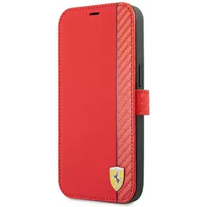 Tok Ferrari FESAXFLBKP13XRE iPhone 13 Pro Max red book On Track Carbon Stripe (FESAXFLBKP13XRE) kép