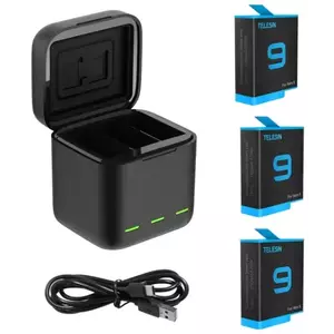 Töltő Telesin 3-slot charger box for GoPro Hero 9 / Hero 10 + 3 batteries (GP-BNC-902) kép