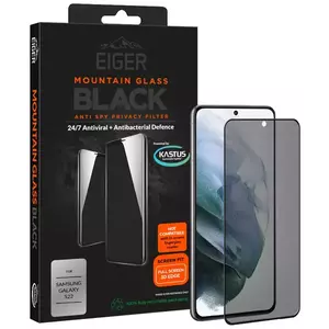 TEMPERED KIJELZŐVÉDŐ FÓLIA Eiger GLASS Mountain BLACK 3D Privacy Screen Protector for Samsung Galaxy S22 kép