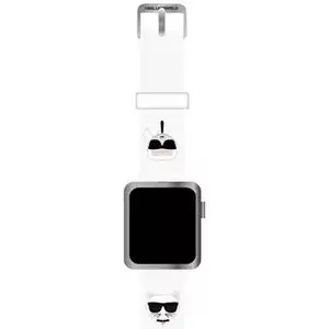 Óraszíj Karl Lagerfeld Strap KLAWLSLCKW Apple Watch 42/44/45mm white strap Silicone Karl & Choupette Heads (KLAWLSLCKW) kép