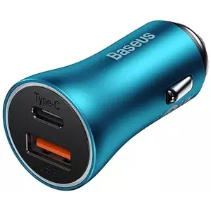 Autó töltő Baseus Golden Contactor Max car charger, USB + USB-C, 60W (blue) kép