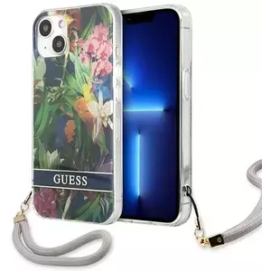 Tok Guess GUHCP13MHFLSB iPhone 13 6, 1" blue hardcase Flower Strap (GUHCP13MHFLSB) kép