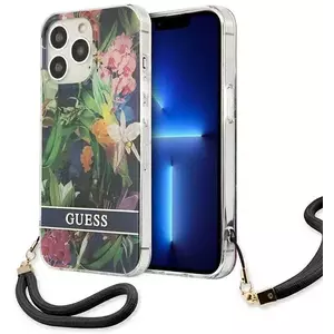 Tok Guess GUHCP13XHFLSB iPhone 13 Pro Max 6, 7" blue hardcase Flower Strap (GUHCP13XHFLSB) kép