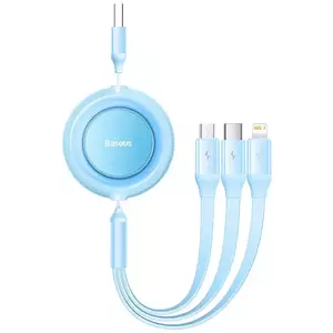 Kábel Baseus Bright Mirror 2, USB 3-in-1 cable for micro USB / USB-C / Lightning 3.5A 1.1m (Sky blue) kép