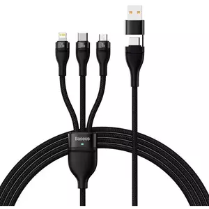 Kábel 3in1 USB cable Baseus Flash Series 2, USB-C + micro USB + Lightning, 100W, 1.2m (black) kép