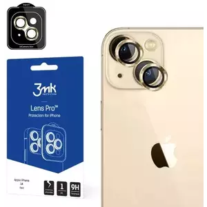 TEMPERED KIJELZŐVÉDŐ FÓLIA 3MK Lens Protection Pro iPhone 14 6.1 "gold Camera lens protection with mounting frame 1 pc. kép