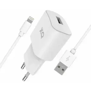 Töltő XQISIT NP Travel Charger Single USB-A 2.4A w.Lightning cable white (50851) kép