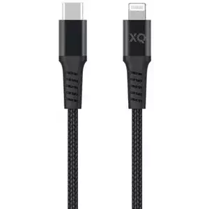 Kábel XQISIT NP Cotton braided Lightn. to USB-C 3.0 200cm black (50891) kép