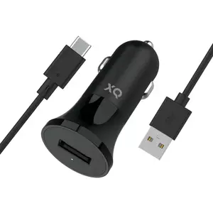 Autó töltő XQISIT NP Car Charger 2.4A Single USB-A to USB-C black (50934) kép
