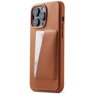 Tok Mujjo Full Leather Wallet Case for iPhone 14 Pro Max - Tan kép