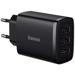 Töltő Baseus Compact Quick Charger, 3x USB, 17W (Black) kép