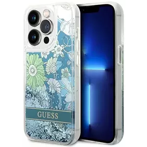 Tok Guess GUHCP14LLFLSN iPhone 14 Pro 6, 1" green hardcase Flower Liquid Glitter (GUHCP14LLFLSN) kép