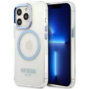 Tok Guess GUHMP13LHTRMB iPhone 13 Pro blue hard case Metal Outline Magsafe (GUHMP13LHTRMB) kép