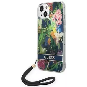 Tok Guess GUOHCP14SHFLSB iPhone 14 6, 1" blue hardcase Flower Strap (GUOHCP14SHFLSB) kép