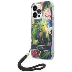 Tok Guess GUOHCP14XHFLSB iPhone 14 Pro Max 6, 7" blue hardcase Flower Strap (GUOHCP14XHFLSB) kép