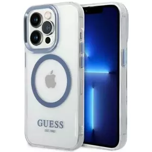 Tok Guess iPhone 14 Pro 6, 1" blue hard case Metal Outline Magsafe (GUHMP14LHTRMB) kép