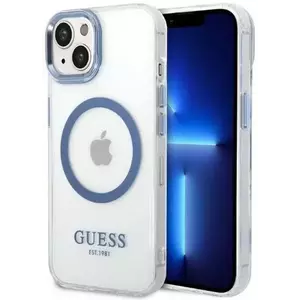 Tok Guess iPhone 14 Plus 6, 7" blue hard case Metal Outline Magsafe (GUHMP14MHTRMB) kép