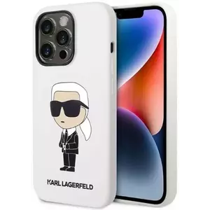 Tok Karl Lagerfeld iPhone 14 Pro Max 6, 7" hardcase white Silicone Ikonik (KLHCP14XSNIKBCH) kép