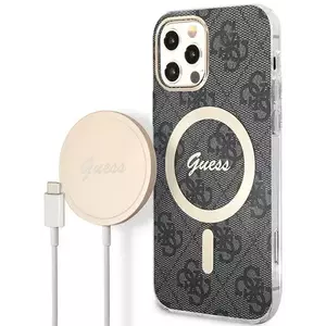 Tok Guess Case + Charger Set iPhone 12/12 Pro black hard case 4G Print MagSafe (GUBPP12MH4EACSK) kép
