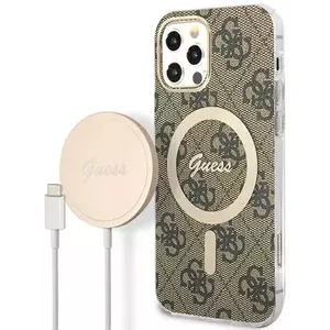 Tok Guess Case + Charger Set iPhone 12/12 Pro brown hard case 4G Print MagSafe (GUBPP12MH4EACSW) kép