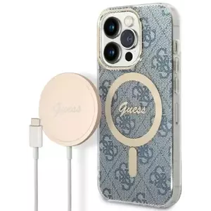 Tok Guess Case + Charger Set iPhone 14 Pro 6, 1" blue hard case 4G Print MagSafe (GUBPP14LH4EACSB) kép