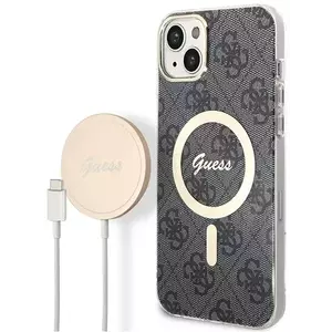 Tok Guess Case + Charger Set iPhone 14 Plus 6, 7" black hard case 4G Print MagSafe (GUBPP14MH4EACSK) kép