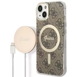 Tok Guess Case + Charger Set iPhone 14 Plus 6, 7" brown hard case 4G Print MagSafe (GUBPP14MH4EACSW) kép