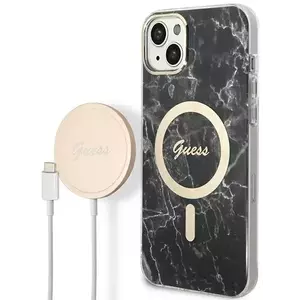 Tok Guess Case + Charger Set iPhone 14 Plus 6, 7" black hard case Marble MagSafe (GUBPP14MHMEACSK) kép
