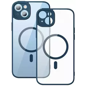 Tok Baseus Frame Transparent Magnetic Case and Tempered Glass set for iPhone 14 Plus (blue) kép