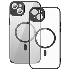 Tok Baseus Frame Transparent Magnetic Case and Tempered Glass set for iPhone 14 Plus (black) kép