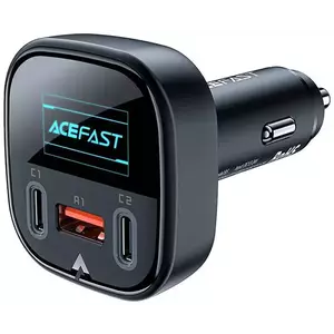 Autó töltő Car Charger Acefast B5, 101W, 2x USB-C + USB, OLED (black) kép