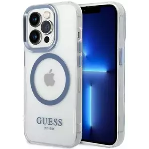 Tok Guess iPhone 14 Pro Max 6, 7" blue hard case Metal Outline Magsafe (GUHMP14XHTRMB) kép