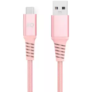 Kábel XQISIT NP Cotton braided USB-C to USB-A 3.0 200cm pink (50836) kép