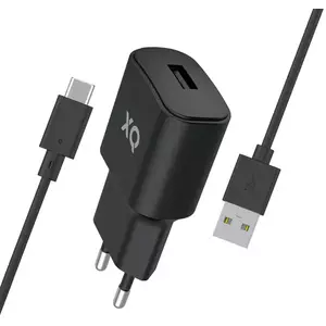 Töltő XQISIT NP Travel Charger Single USB-A 2.4A w. USB- black (50857) kép