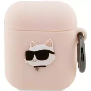 Tok Karl Lagerfeld AirPods 1/2 cover pink Silicone Choupette Head 3D (KLA2RUNCHP) kép
