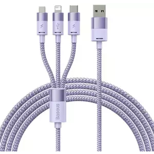 Kábel 3in1 USB cable Baseus StarSpeed Series, USB-C + Micro + Lightning 3, 5A, 1.2m (Purple) (6932172622282) kép