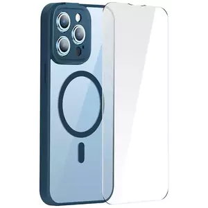 Tok Baseus Frame Transparent Magnetic Case and Tempered Glass set for iPhone 14 Pro Max (blue) (6932172616625) kép