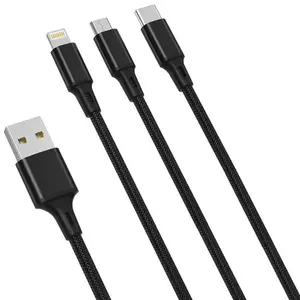 Kábel XO 3in1 Cable USB-C / Lightning / Micro 2.4A, 1, 2m (Black) (6920680876235) kép