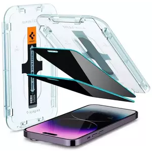 TEMPERED KIJELZŐVÉDŐ FÓLIA Spigen Glass EZ Fit Privacy 2 Pack - iPhone 14 Pro Max (AGL05203) kép