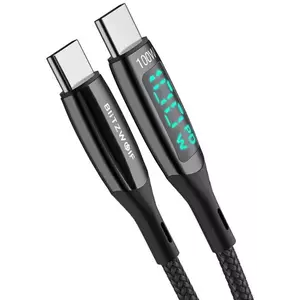 Kábel Blitzwolf BW-TC23 USB-C cable to USB-C, 100W 1.8m (black) (5905316141391) kép