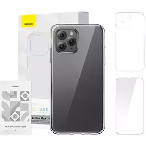 Tok Case Baseus Crystal Series for iPhone 11 Pro Max (clear) + tempered glass + cleaning kit (6932172627614) kép