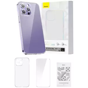 Tok Protective case Baseus Crystal Clear for iPhone 14 Pro Max (transparent) + tempered glass + cleaning kit (6932172627713) kép