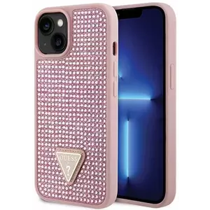 Tok Guess iPhone 14 Plus 6.7" pink hardcase Rhinestone Triangle (GUHCP14MHDGTPP) kép