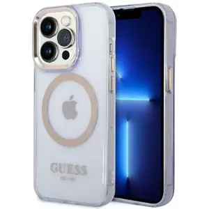 Tok Guess iPhone 14 Pro 6.1" purple hard case Gold Outline Translucent MagSafe (GUHMP14LHTCMU) kép