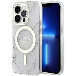 Tok Guess iPhone 14 Pro 6.1" white hardcase Marble MagSafe (GUHMP14LPCUMAH) kép
