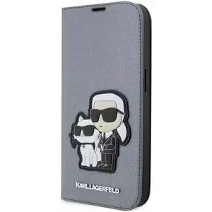Tok Karl Lagerfeld iPhone 14 Pro 6.1" bookcase silver Saffiano Karl & Choupette (KLBKP14LSANKCPG) kép
