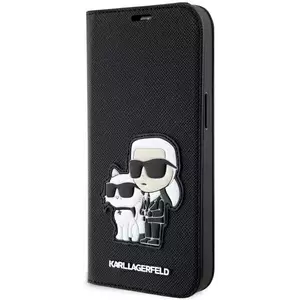 Tok Karl Lagerfeld iPhone 14 Pro 6.1" bookcase black Saffiano Karl & Choupette (KLBKP14LSANKCPK) kép