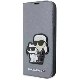 Tok Karl Lagerfeld iPhone 14 Pro Max 6.7" bookcase silver Saffiano Karl & Choupette (KLBKP14XSANKCPG) kép