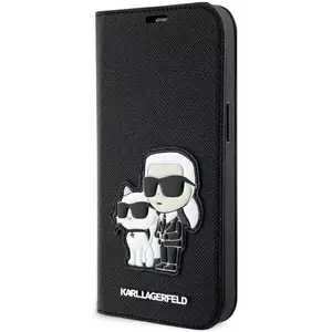 Tok Karl Lagerfeld iPhone 14 Pro Max 6.7" bookcase black Saffiano Karl & Choupette (KLBKP14XSANKCPK) kép